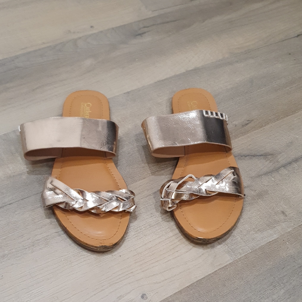Catherine Malabdrino Rose Gold slide Sandals Size 8
